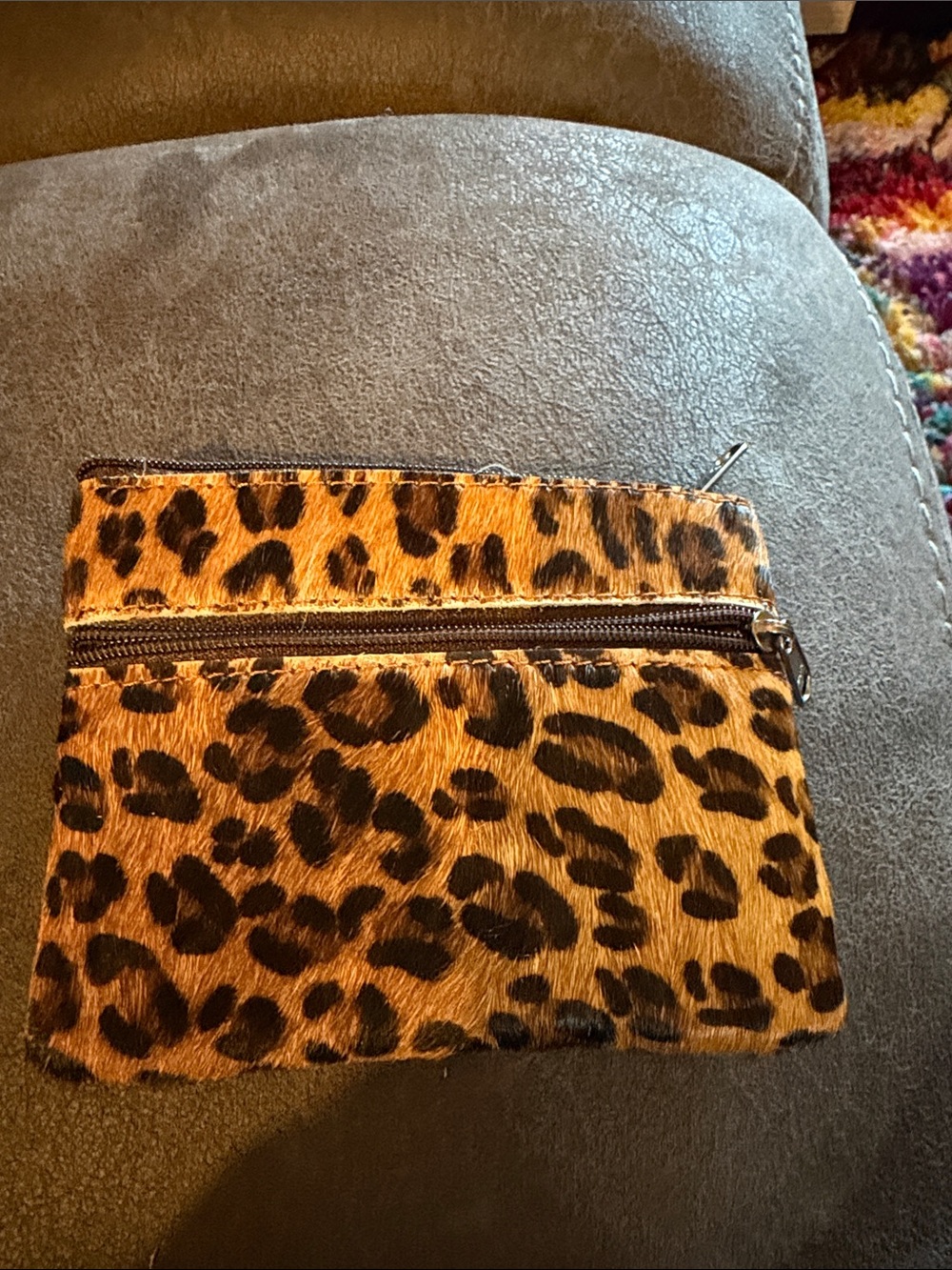Leopard Print Zip Cosmetic Pouch in Brown